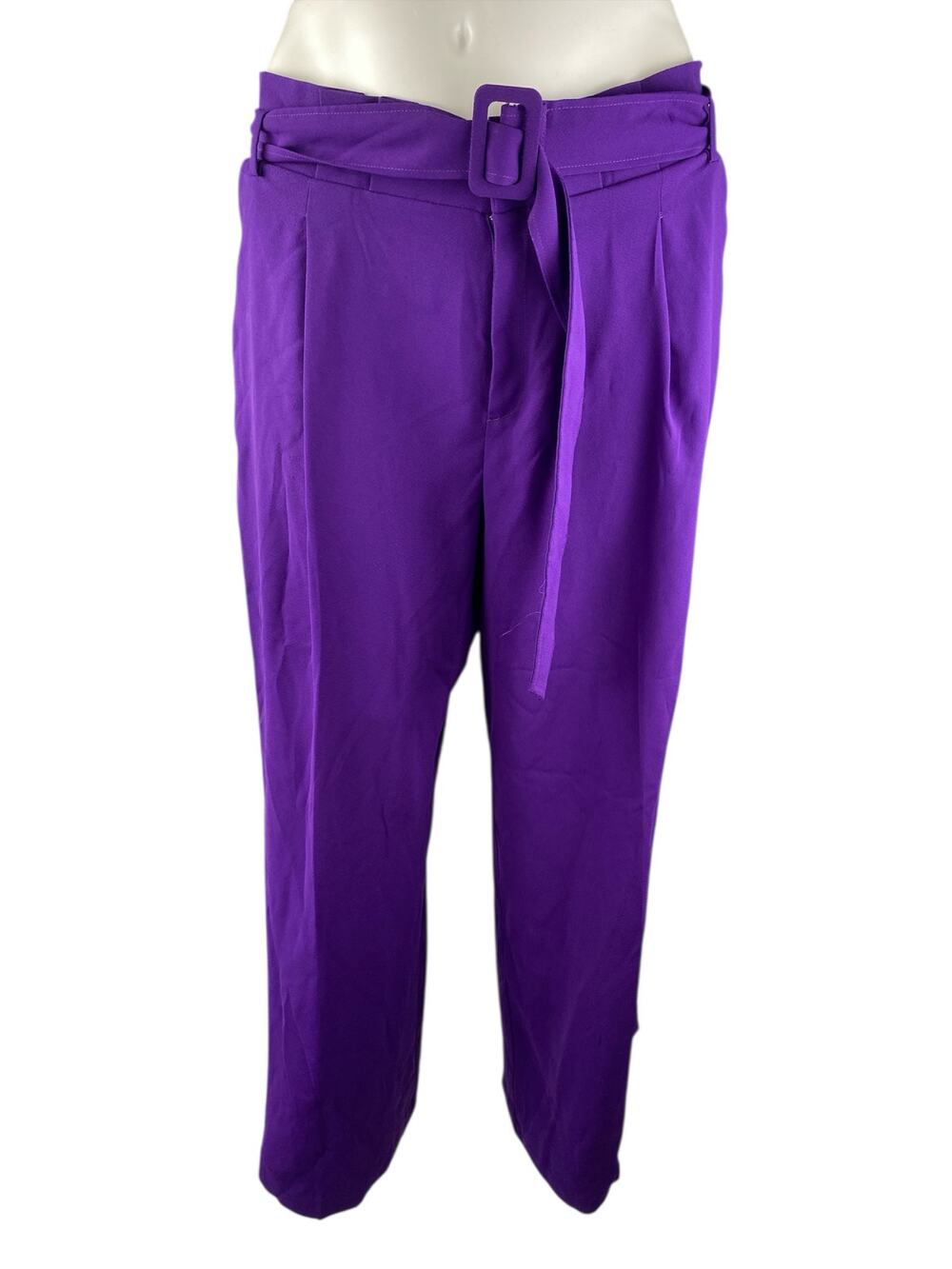 Eloquii Women's Purple High Waisted Tie Front Wide Leg Trousers Pants Size 20